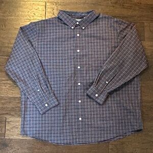 Duluth Trading Co Magnetic Button Up Shirt Blue & White Plaid 2XL NOT W/Pacemker